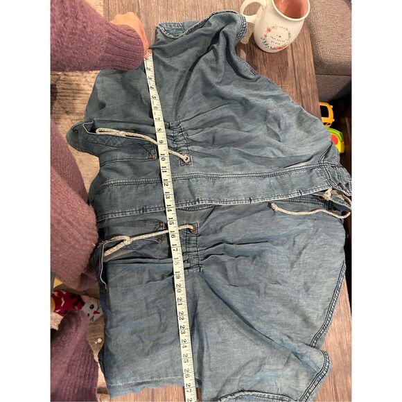 Anthropologie Pilcro Button Front Removable Hood Denim Kimono Jacket Blue Medium - Picture 11 of 12